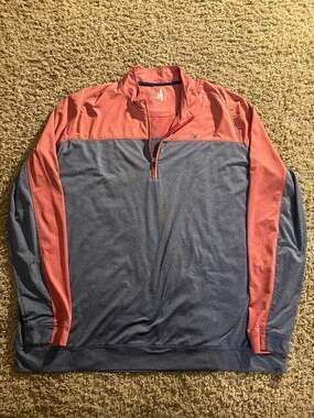 Johnnie-O 1/4 Zip Pullover Size XXL Blue Red Colorblock Performance